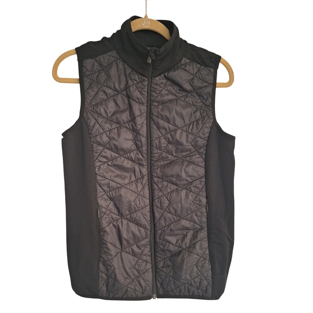 Athleta Hanover‎ Hybrid Vest Puffer Black Size XL Quilted Zip Pockets